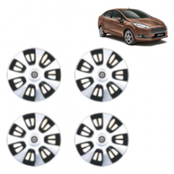 Premium Quality Car Full Wheel Cover Caps Centre Bolt Type 13 Inches (FX) (Double Colour Silver-Black) For Fiesta