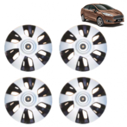 Premium Quality Car Full Wheel Cover Caps Centre Bolt Type 13 Inches (Power) (Double Colour Silver-Black) For Fiesta