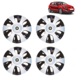 Premium Quality Car Full Wheel Cover Caps Centre Bolt Type 13 Inches (Power) (Double Colour Silver-Black) For Polo