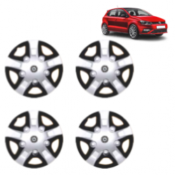 Premium Quality Car Full Wheel Cover Caps Centre Bolt Type 13 Inches (Rhino) (Double Colour Silver-Black) For Polo