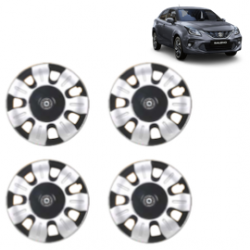 Premium Quality Car Full Wheel Cover Caps Centre Bolt Type 13 Inches (Smart) (Double Colour Silver-Black) For Baleno New Model