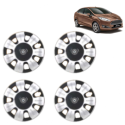 Premium Quality Car Full Wheel Cover Caps Centre Bolt Type 13 Inches (Smart) (Double Colour Silver-Black) For Fiesta