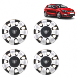 Premium Quality Car Full Wheel Cover Caps Centre Bolt Type 13 Inches (Smart) (Double Colour Silver-Black) For Polo