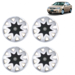 Premium Quality Car Full Wheel Cover Caps Centre Bolt Type 13 Inches (Star) (Double Colour Silver-Black) For Optra