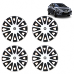 Premium Quality Car Full Wheel Cover Caps Centre Bolt Type 13 Inches (Tracer) (Double Colour Silver-Black) For Baleno New Model