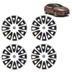 Premium Quality Car Full Wheel Cover Caps Centre Bolt Type 13 Inches (Tracer) (Double Colour Silver-Black) For Fiesta