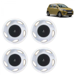 Premium Quality Car Full Wheel Cover Caps Clip Type 12 inches (30.48 cm) (Amazer) (Double Colour Silver-Black) For Celerio