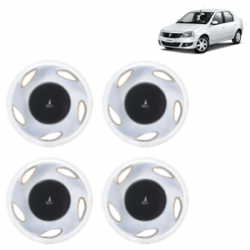 Premium Quality Car Full Wheel Cover Caps Clip Type 12 inches (30.48 cm) (Amazer) (Double Colour Silver-Black) For Logan