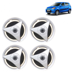 Premium Quality Car Full Wheel Cover Caps Clip Type 12 inches (30.48 cm) (ATR) (Double Colour Silver-Black) For Alto 800