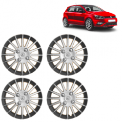 Premium Quality Car Full Wheel Cover Caps Clip Type 12 inches (30.48 cm) (Camry A) (Double Colour Silver-Black) For Polo