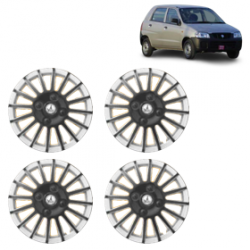 Premium Quality Car Full Wheel Cover Caps Clip Type 12 inches (30.48 cm) (Camry B) (Double Colour Silver-Black) For Alto
