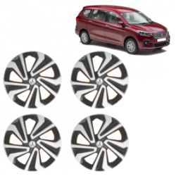 Premium Quality Car Full Wheel Cover Caps Clip Type 12 inches (30.48 cm) (Corona A) (Double Colour Silver-Black) For Ertiga