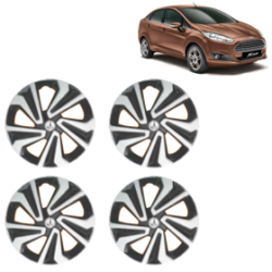 Premium Quality Car Full Wheel Cover Caps Clip Type 12 inches (30.48 cm) (Corona A) (Double Colour Silver-Black) For Fiesta