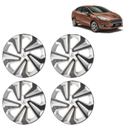 Premium Quality Car Full Wheel Cover Caps Clip Type 12 inches (30.48 cm) (Corona B) (Double Colour Silver-Black) For Fiesta