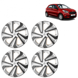 Premium Quality Car Full Wheel Cover Caps Clip Type 12 inches (30.48 cm) (Corona B) (Double Colour Silver-Black) For Figo