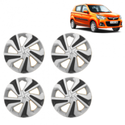 Premium Quality Car Full Wheel Cover Caps Clip Type 12 inches (30.48 cm) (Corona C) (Double Colour Silver-Black) For Alto K-10 New Model