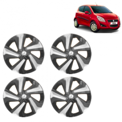 Premium Quality Car Full Wheel Cover Caps Clip Type 12 inches (30.48 cm) (Corona D) (Double Colour Silver-Black) For Ritz