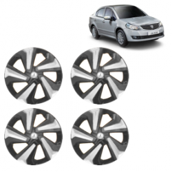 Premium Quality Car Full Wheel Cover Caps Clip Type 12 inches (30.48 cm) (Corona D) (Double Colour Silver-Black) For SX4