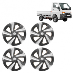 Premium Quality Car Full Wheel Cover Caps Clip Type 12 inches (30.48 cm) (Corona D) (Double Colour Silver-Black) For Tata Ace