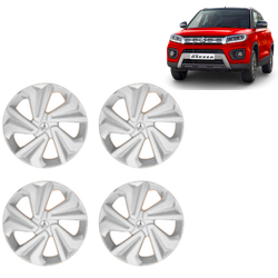 Premium Quality Car Full Wheel Cover Caps Clip Type 12 inches (30.48 cm) (Corona) (Silver) For Brezza