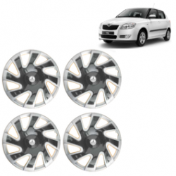 Premium Quality Car Full Wheel Cover Caps Clip Type 12 inches (30.48 cm) (CUBA) (Double Colour Silver-Black) For Fabia