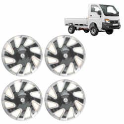 Premium Quality Car Full Wheel Cover Caps Clip Type 12 inches (30.48 cm) (CUBA) (Double Colour Silver-Black) For Tata Ace