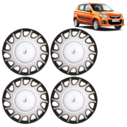 Premium Quality Car Full Wheel Cover Caps Clip Type 12 inches (30.48 cm) (Double Colour Silver-Black) For Alto K-10 New DLX