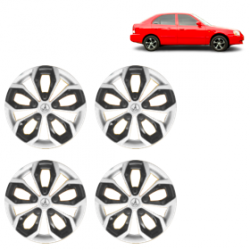 Premium Quality Car Full Wheel Cover Caps Clip Type 12 inches (30.48 cm) (Fury) (Double Colour Silver-Black) For Accent Viva