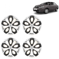Premium Quality Car Full Wheel Cover Caps Clip Type 12 inches (30.48 cm) (Fury) (Double Colour Silver-Black) For Indigo Manza