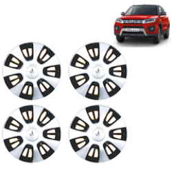 Premium Quality Car Full Wheel Cover Caps Clip Type 12 inches (30.48 cm) (FX) (Double Colour Silver-Black) For Brezza