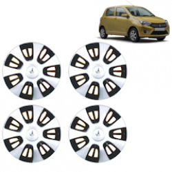 Premium Quality Car Full Wheel Cover Caps Clip Type 12 inches (30.48 cm) (FX) (Double Colour Silver-Black) For Celerio