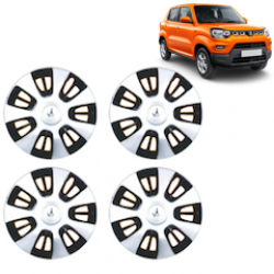 Premium Quality Car Full Wheel Cover Caps Clip Type 12 inches (30.48 cm) (FX) (Double Colour Silver-Black) For S-Presso