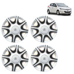 Premium Quality Car Full Wheel Cover Caps Clip Type 12 inches (30.48 cm) (Nike A) (Double Colour Silver-Black) For i20
