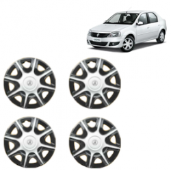 Premium Quality Car Full Wheel Cover Caps Clip Type 12 inches (30.48 cm) (Nike B) (Double Colour Silver-Black) For Logan