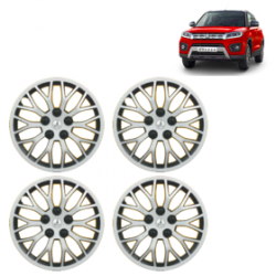 Premium Quality Car Full Wheel Cover Caps Clip Type 12 inches (30.48 cm) (Phoenix) (Double Colour Silver-Black) For Brezza