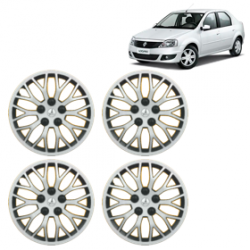 Premium Quality Car Full Wheel Cover Caps Clip Type 12 inches (30.48 cm) (Phoenix) (Double Colour Silver-Black) For Logan