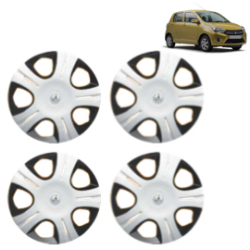 Premium Quality Car Full Wheel Cover Caps Clip Type 12 inches (30.48 cm) (Pirus) (Double Colour Silver-Black) For Celerio