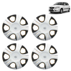 Premium Quality Car Full Wheel Cover Caps Clip Type 12 inches (30.48 cm) (Pirus) (Double Colour Silver-Black) For Fabia