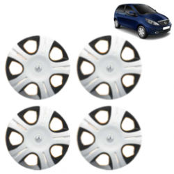 Premium Quality Car Full Wheel Cover Caps Clip Type 12 inches (30.48 cm) (Pirus) (Double Colour Silver-Black) For Indica Vista New