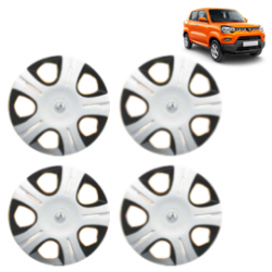 Premium Quality Car Full Wheel Cover Caps Clip Type 12 inches (30.48 cm) (Pirus) (Double Colour Silver-Black) For S-Presso