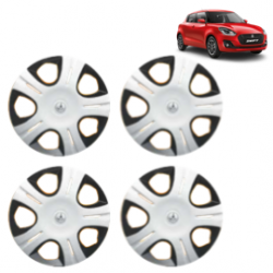 Premium Quality Car Full Wheel Cover Caps Clip Type 12 inches (30.48 cm) (Pirus) (Double Colour Silver-Black) For Swift New