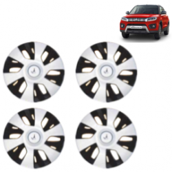Premium Quality Car Full Wheel Cover Caps Clip Type 12 inches (30.48 cm) (Power) (Double Colour Silver-Black) For Brezza