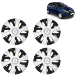 Premium Quality Car Full Wheel Cover Caps Clip Type 12 inches (30.48 cm) (Power) (Double Colour Silver-Black) For Indica Vista New
