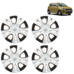 Premium Quality Car Full Wheel Cover Caps Clip Type 12 inches (30.48 cm) (Puma D/C) (Double Colour Silver-Black) For Celerio