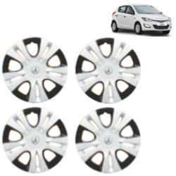 Premium Quality Car Full Wheel Cover Caps Clip Type 12 inches (30.48 cm) (Puma D/C) (Double Colour Silver-Black) For i20