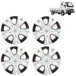Premium Quality Car Full Wheel Cover Caps Clip Type 12 inches (30.48 cm) (Puma D/C) (Double Colour Silver-Black) For Tata Ace