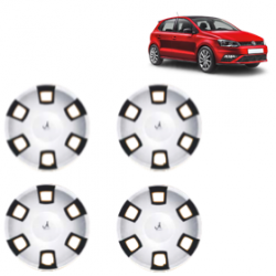 Premium Quality Car Full Wheel Cover Caps Clip Type 12 inches (30.48 cm) (RDX) (Double Colour Silver-Black) For Polo