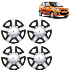 Premium Quality Car Full Wheel Cover Caps Clip Type 12 inches (30.48 cm) (Rhino) (Double Colour Silver-Black) For Alto K-10 New Model