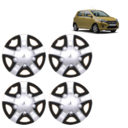 Premium Quality Car Full Wheel Cover Caps Clip Type 12 inches (30.48 cm) (Rhino) (Double Colour Silver-Black) For Celerio