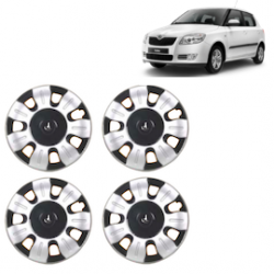 Premium Quality Car Full Wheel Cover Caps Clip Type 12 inches (30.48 cm) (Smart) (Double Colour Silver-Black) For Fabia